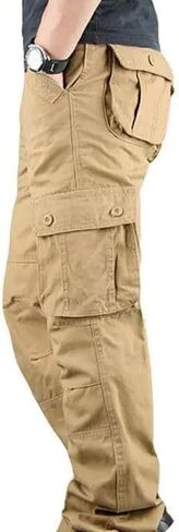 Men's Cotton Cargo Pants Overalls Outdoor Work Hiking Trousers Casual Clothing in Saudi Arabia