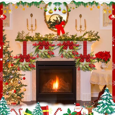 4pcs Small Christmas Wreath, 12.6 Inch Mini Cabinet Wreaths for Kitchen, Christmas Kitchen Decor with Ribbon Bows Red Berry Window Wreath for for Xmas Porch Wall Door Decor in Saudi Arabia