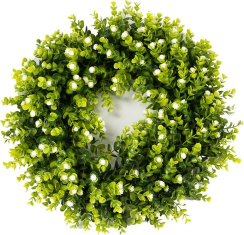 REALIFE 20" Boxwood Wreath Decorations for Home Artificial Wreath for Front Door Wreath with Gypsophila for Valentine Thanksgiving Wedding Party Decorations Wreath Outdoor and Indoor Fall Wreath in Kuwait