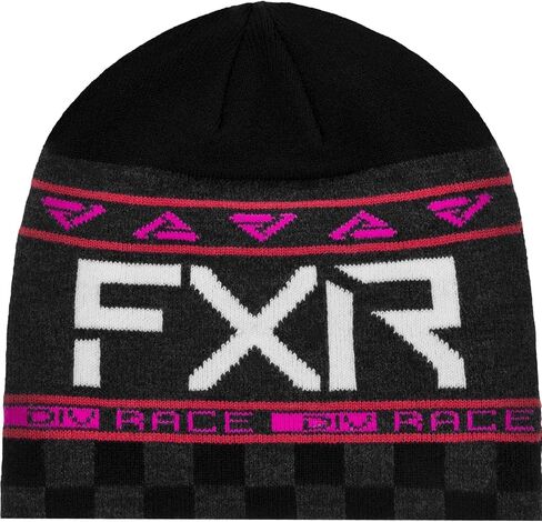 FXR Youth Race Division Beanie Soft Acrylic Jacquard Knit Classic Skull Fit - Black/E Pink - One Size in Saudi Arabia
