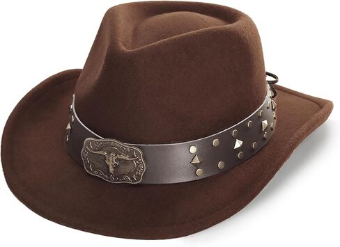 Kids Western Cowboy Hat for Boys Girls - Felt Fedora-Jazz-Hat for Kids 2-6Years in Kuwait