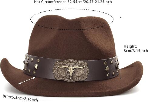 Kids Western Cowboy Hat for Boys Girls - Felt Fedora-Jazz-Hat for Kids 2-6Years in Kuwait