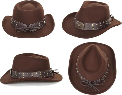 Kids Western Cowboy Hat for Boys Girls - Felt Fedora-Jazz-Hat for Kids 2-6Years in Kuwait