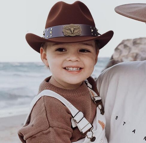 Kids Western Cowboy Hat for Boys Girls - Felt Fedora-Jazz-Hat for Kids 2-6Years in Kuwait