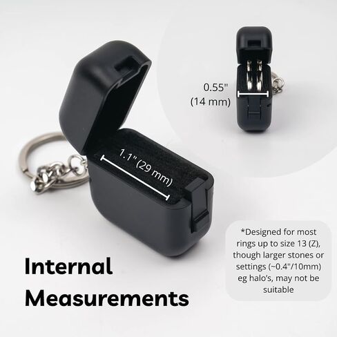 Ultra Slim Ring Case with Keychain – Portable Gym Jewelry Box, Compact Travel Ring Holder, Small Black Jewelry Organizer for Women and Men(1.4 x 1.4 x 0.7 in) in Saudi Arabia