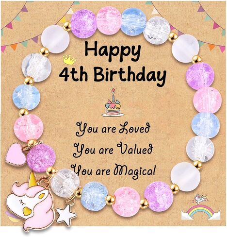 Leyung Birthday Gifts for Girls, Beaded Bracelet Birthday Decorations Gifts for 3 4 5 6 7 Year Old Girls Daughter Granddaughter Niece Sister in Saudi Arabia