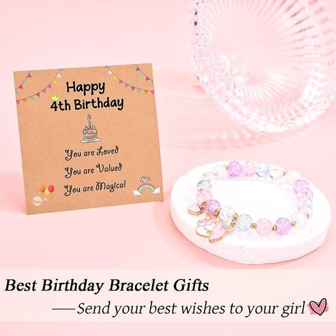 Leyung Birthday Gifts for Girls, Beaded Bracelet Birthday Decorations Gifts for 3 4 5 6 7 Year Old Girls Daughter Granddaughter Niece Sister in Saudi Arabia
