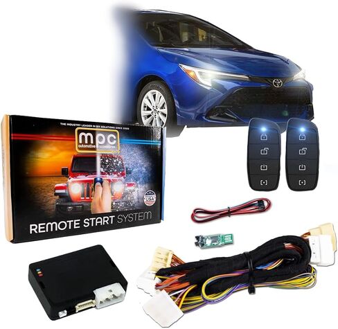 MPC Remote Starter Compatible with Toyota Corolla 2023-2025 Hybrid Push to Start Plugin T-Harness - (2) Extended Range 4-Button 2-Way Remotes - Up to 3,000 ft - USA Tech Support in Saudi Arabia