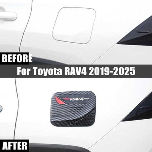 ل Toyota RAV4 2019-2025 باب الصنبور باب الوقود تقليم دبابة الغاز الواقية تغطية تغطية تويوتا RAV4 2019 2020 2021 2022 2023 2024 2025 (B-Carbon Fiber) in Saudi Arabia