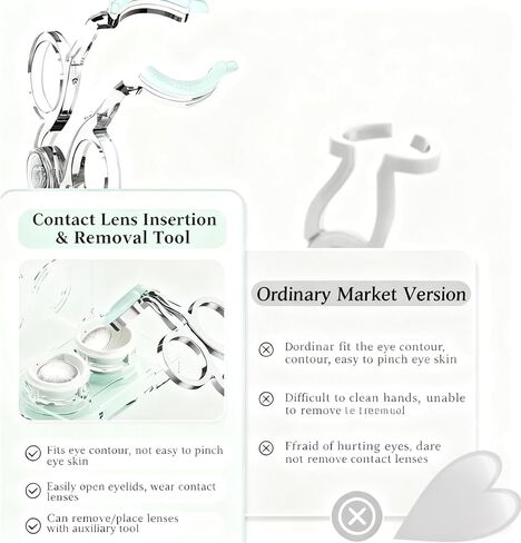 Upgraded Contact Lens Applicator and Remover Tool [2-Pack], Hygienic Silver Plated Lens Helper with Ins Style Transparent Travel Case, Easy to Use for Soft Contacts, Sensitive Eyes in Saudi Arabia