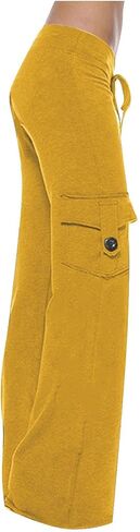 Cargo Pants Women Wide Leg Flare Pants Plus Size High Waisted Stretchy Trousers Casual Yoga Leggings with Pockets in Saudi Arabia