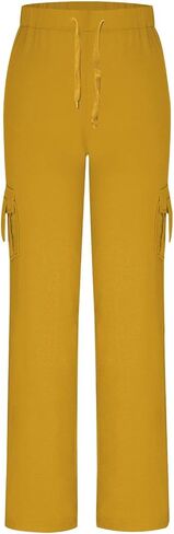 Cargo Pants Women Wide Leg Flare Pants Plus Size High Waisted Stretchy Trousers Casual Yoga Leggings with Pockets in Saudi Arabia
