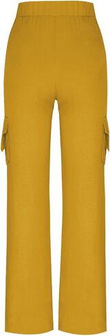 Cargo Pants Women Wide Leg Flare Pants Plus Size High Waisted Stretchy Trousers Casual Yoga Leggings with Pockets in Saudi Arabia