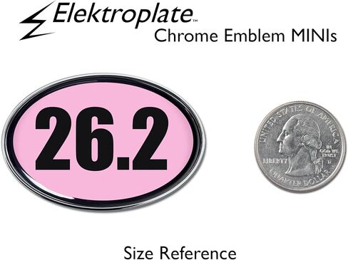 Elektroplate 2 Mini 26.2 Marathon Pink OEM chrome chrome للدراجات النارية ، والمراكب المائية ، والزخارف | ملاءمة عالمية في 2.15 "x x1.4 | Weatherproof | 2 pack in Kuwait