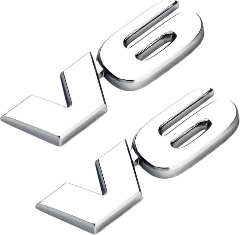 2 PCS V6 Metal Emblem, 3D V6 Nameplate Logo Badge Sticker Car Bumper Decal, Self-Adhesive Metal Emblem Sticker Exterior Decor for Vehicle Trunk Tailgate Side Fender (Black) in Saudi Arabia