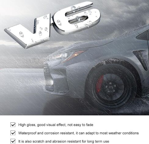 2 PCS V6 Metal Emblem, 3D V6 Nameplate Logo Badge Sticker Car Bumper Decal, Self-Adhesive Metal Emblem Sticker Exterior Decor for Vehicle Trunk Tailgate Side Fender (Black) in Saudi Arabia