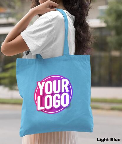 Pack of 10 | 50 | 100 | 250 Promotional Tote Bags with Custom Logo,Custom Tote Bag in Bulk, Text or Image, Bulk Custom Logo Tote Bag, Custom Bags for Business,Reusable Shopping Tote Bags for Grocery in Saudi Arabia
