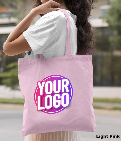 Pack of 10 | 50 | 100 | 250 Promotional Tote Bags with Custom Logo,Custom Tote Bag in Bulk, Text or Image, Bulk Custom Logo Tote Bag, Custom Bags for Business,Reusable Shopping Tote Bags for Grocery in Saudi Arabia