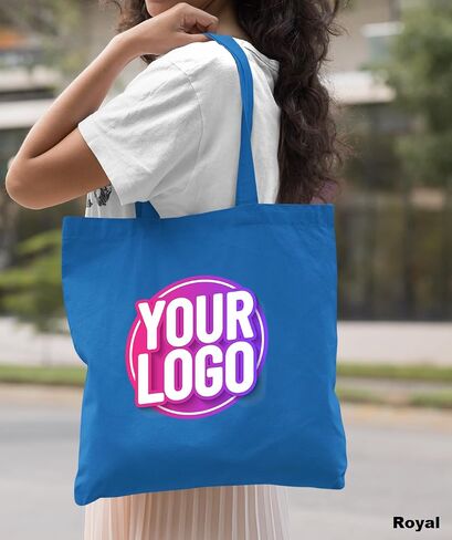 Pack of 10 | 50 | 100 | 250 Promotional Tote Bags with Custom Logo,Custom Tote Bag in Bulk, Text or Image, Bulk Custom Logo Tote Bag, Custom Bags for Business,Reusable Shopping Tote Bags for Grocery in Saudi Arabia
