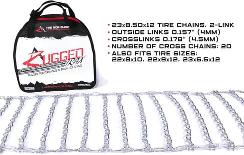 The ROP Shop Pair of 2 Link Tire Chains 22x8x10 for John Deere Lawn Mower, Garden Tractor in Saudi Arabia