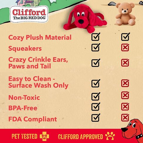 Clifford® Snuggle Buddy 14" Plush Dog Toy | Cozy Dog Stuffed Animals Play Toy for Medium to Large Dogs | Comfort, Squeakers, Crinkle, Interactive Bonding in Saudi Arabia