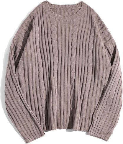 ZAFUL Mens Sweaters Casual Crewneck Textured Long Sleeve Color Block Vintage Knit Pullover Tops in Saudi Arabia