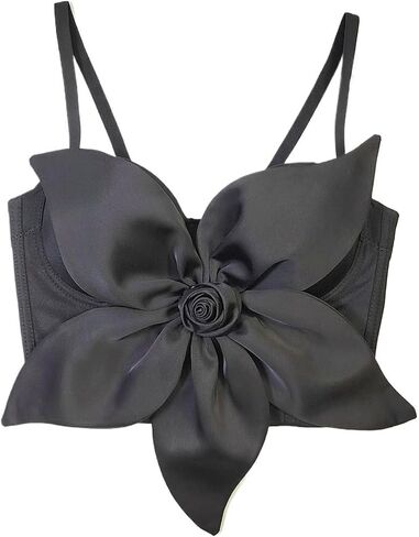 حزب المرأة المحصول الأعلى ثلاثي الأبعاد للزهور bustier الخروج من ملهى ليلي حفلة Y2K أكمام سباغيتي حزام كامي قمم كامي in Kuwait