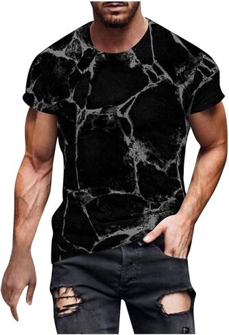 Muscularfit T Shirts for Man Big and Tall Short Sleeve Casual Athletic Shirts Funny 3D Flame Print Graphic Tee Shirts for Men in Kuwait