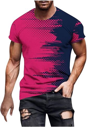 Muscularfit T Shirts for Man Big and Tall Short Sleeve Casual Athletic Shirts Funny 3D Flame Print Graphic Tee Shirts for Men in Kuwait