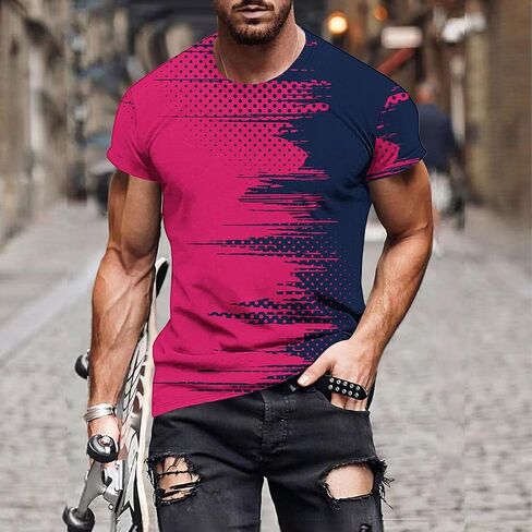 Muscularfit T Shirts for Man Big and Tall Short Sleeve Casual Athletic Shirts Funny 3D Flame Print Graphic Tee Shirts for Men in Kuwait