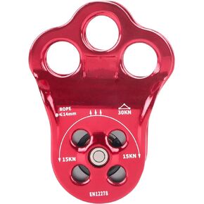 Demeras Climbing Pulley Bearing, Ball Bearing Single Hitch Climber Pulley Rope Gear Equipment 3-Hole Pulley for Rope Hauling Rock Climbing Tree Hitch Climber Pulley Kit