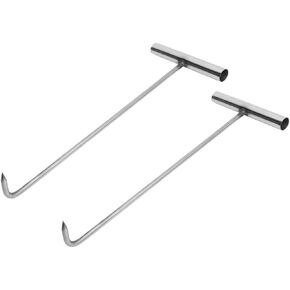 2Pcs T-Hook Heavy Duty Lifting Hooks Manhole Hook Spring Pull Hooks Manhole Cover Hook Manhole Cover Lifting Hooks Drain Grate Hook Ceiling Stainless Steel Vault Door Water Meter