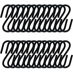 60pcs S Hooks for Hanging Plants Clothes, S-Hooks Heavy Duty, Metal S Shaped Hooks, Black S-Shaped Hook, 1.73 Inch/44mm