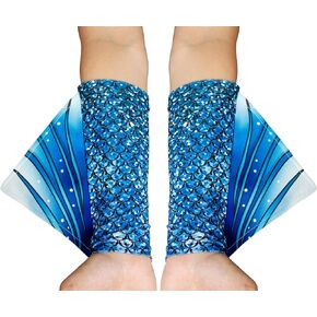 color cosplayer Mermaid Gloves Fish Scale Arm Sleeves Print Fin Halloween Costume Accessories for Women and Girls