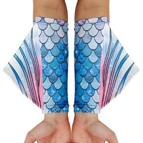 color cosplayer Mermaid Gloves Fish Scale Arm Sleeves Print Fin Halloween Costume Accessories for Women and Girls