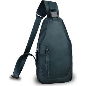 LRTO Genuine Leather Sling Bag Handmade Crossbody Hiking Daypack Motorcycle Retro Over the Shoulder Backpack Chest Purse
