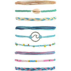 9Pcs Surfer Wave Bracelets for Teen Girls Summer Bracelets Beach Bracelets for Women Adjustable Waterproof Handmade String Bracelets Surfer Bracelets for Women Teens Girls Summer Beach Jewelry Gifts
