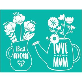 Happy Mother's Day Stencil, 8.5x11 inch Reusable Screen Printing Stencil Self Adhesive Silk Screen Transfer Mother's Gift Home Decor Drawing Stencils for Painting on Wood Wall Canvas Furniture Card