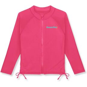 BesserBay Girls UPF 50+ Zip Up Long Sleeve Adjustable Drawstring Swim Shirt 4-14 Years