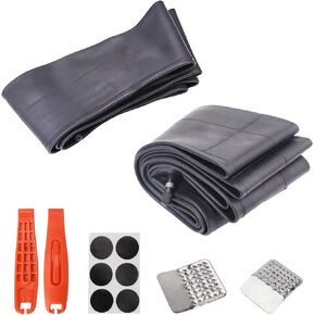 2 Pack Bike Tube 26x4.0/4.5 AV 32mm Schrader Valve with Glueless Tire Puncture Repair Patch Kit Include 2 Tire Lever 6 Adhesive Patches Tube Suits for 26x4.0 26x4 1/4 26x4.5 E-Bike Bicycle Tire Tubes