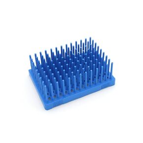 Heathrow Scientific HS24312B Peg Tube Rack, 96 Wells, Polypropylene, 10 to 13 mm, Blue (Pack of 2)