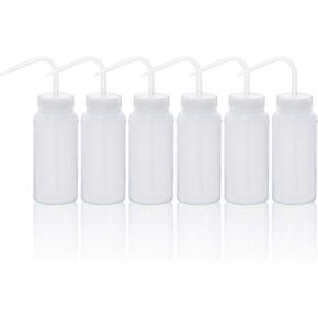 6pcs of Wide Mouth Unitary Wash Bottles, Vol.500ml 17oz, LDPE Bottle with PP Draw Tube, LVM008