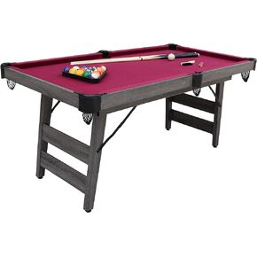 Pendleton 6-ft Portable Pool Table - Driftwood Finish with Burgundy Felt