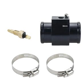 38mm Aluminum Pipe Joint with Water Temp Meter Adapter for Car Radiator Hose Line Cooling Pipe Condenser Water Hose Temperature Gauge Adapter (170F ON - 155F Off)