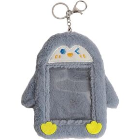 Cute Kpop Photocard Holder with Keychain, Plush Cartoon 3 inch Idol Album Mini Photo Card Holder Protector Stationery