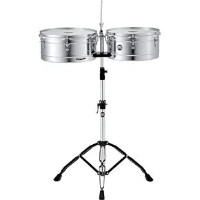 Meinl Percussion HT1314CH Headliner Series Steel Timbales With Chrome Finish and Stand