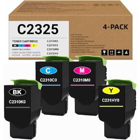 C2325 C231 Toner Cartridges C2310K0 C2310C0 C2310M0 C2310Y0 Replacement for Lex-Mark C2325 C2325dw MC2325adw MC2535adwe C2425 C2425dw MC2425adw C2640 MC2640adwe Printer(4-Pack)