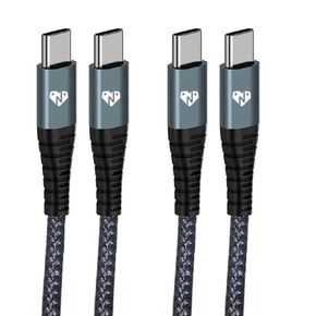 USB C to USB C Grey Braided Nylon Cable 60W Type C Fast Charging Cord [2-Pack, 6 ft]