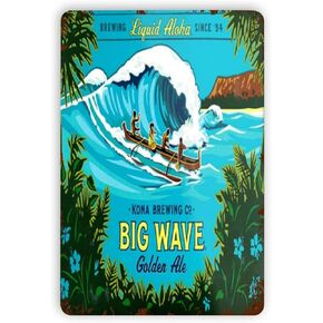 Angraniy Kona Big Wave Retro Metal Tin Sign Men's And Women's Wall Art Decoration Bar Restaurant Cafe 12 X 16 Inch, White in Kuwait