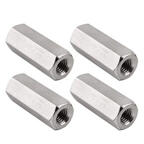 Pack of4 M10 X 1.5-Pitch 45mm Length Hex Width17mm Metric Hex Coupling Nut 304 Stainless Steel Rod Coupling Nuts